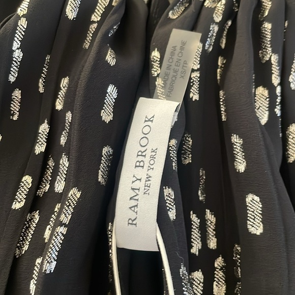 Ramy Brook Kaylene NWT Top Black Metallic Gold Peplum High Neck Size XS - Picture 5 of 6